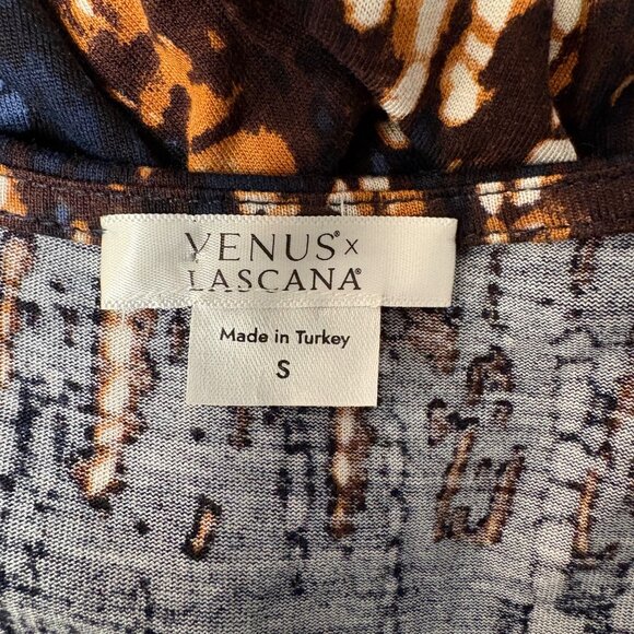 Venus Lascana Dress Womens Sz Small Blue Rust Soft V-Neck Sleeveless Knee Length - Picture 5 of 9